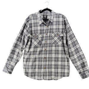 PX Shirt Mens XL Gray Plaid Cotton Flannel Long Sleeve Button Up *NWT*